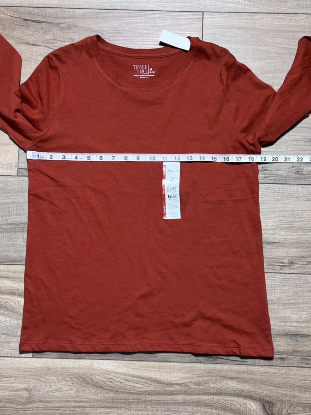 Time And Tru Womens Long Sleeve Core Tee Size Medium 8-10 Auburn Sun - Picture 2 of 9